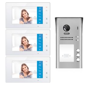 Intercom System for Building | 3 Apartment WiFi Video Doorbell | 3 Monitors 7inch | Buzzer System, Door Release - DX4731M/ID