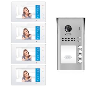 Intercom System for Building | 4 Apartment WiFi Video Doorbell | 4 Monitors 7inch | Buzzer System, Door Release - DX4741M/ID