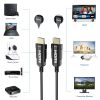 Active Fiber Optic HDMI Cable with 4K@60Hz, HDR and Ethernet Support, Gold Plated Connectors - 100 FT Black