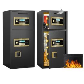 Large Double-door Coin-operated Safe, Digital Security Safe with Fireproof and Waterproof Bag